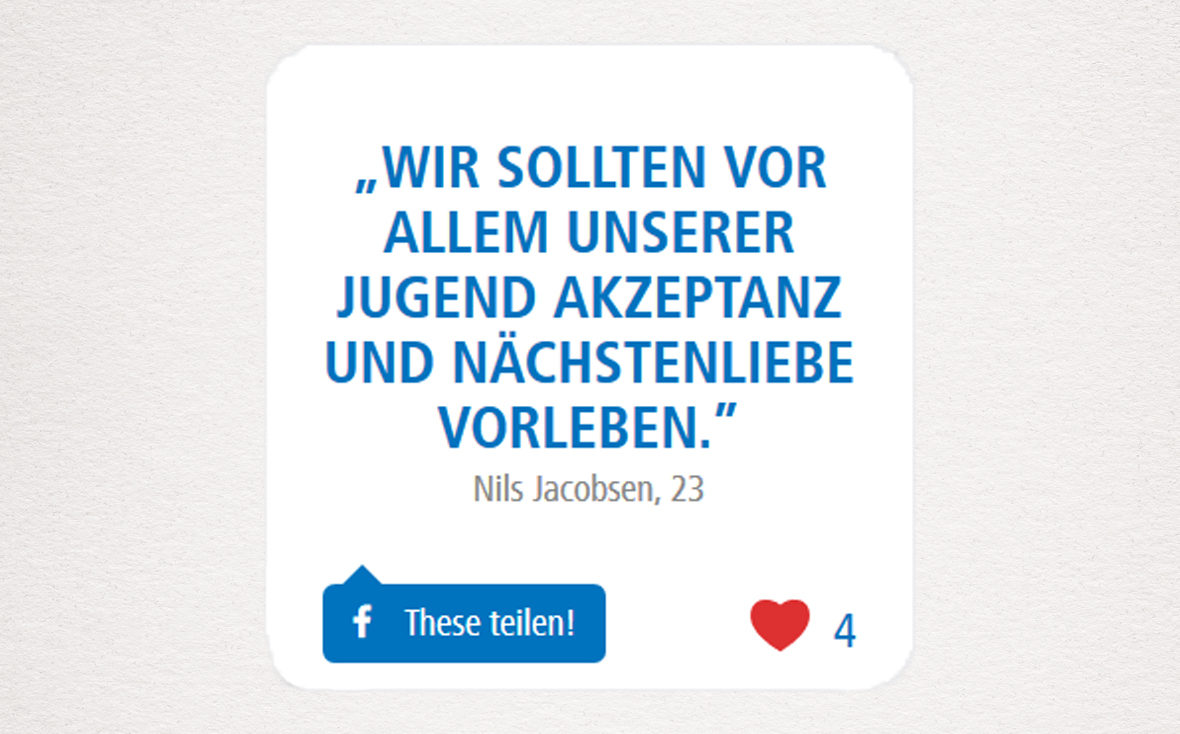 Nils' These: "Wir sollten vor allem unserer Jugend Akzeptanz und Nächstenliebe vorleben."