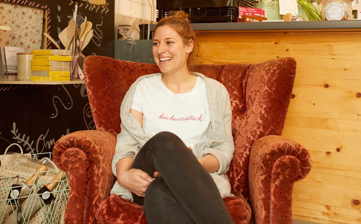 Zu Besuch bei Kuchentratsch: Theresa beim Interview