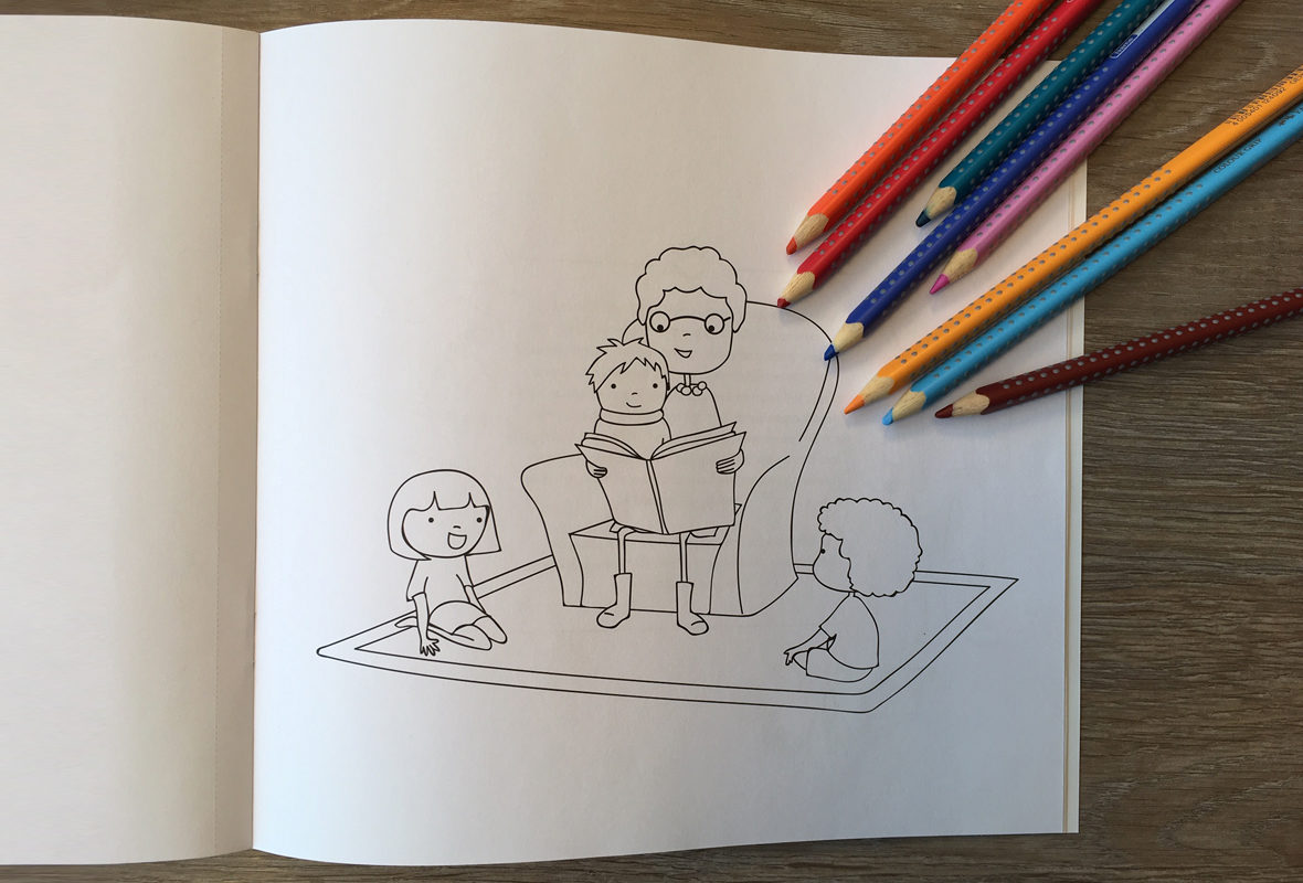 Eine Seite im Malbuch für Nachbarn