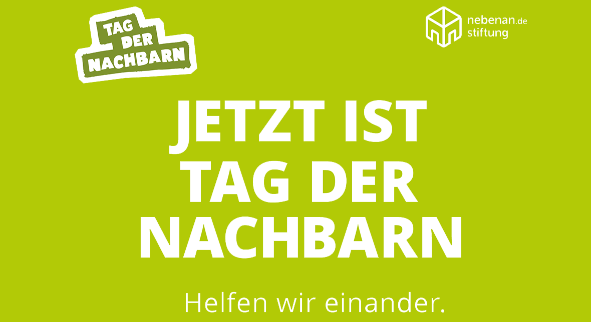 Grafik: Jetzt ist Tag der Nachbarn. Helfen wir einander.