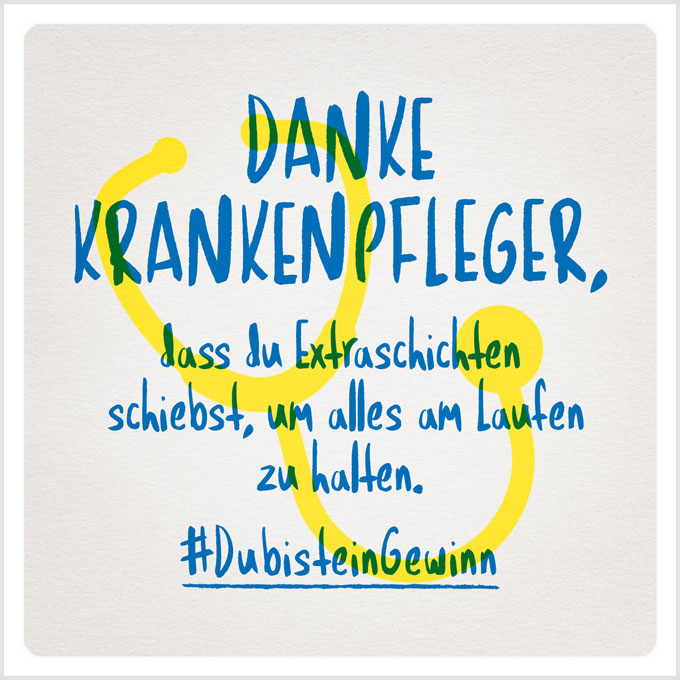 Grafik: Danke Krankenpfleger, dass du Extraschichten schiebst, um alles am Laufen zu halten. #DubisteinGewinn